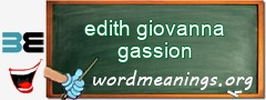 WordMeaning blackboard for edith giovanna gassion